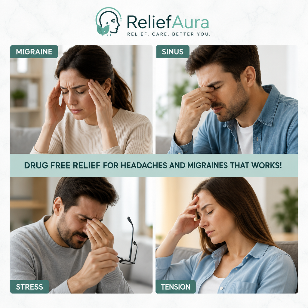 ReliefAura Premium Migraine Relief Cap | Light-Blocking Wearable Ice Pack Wrap