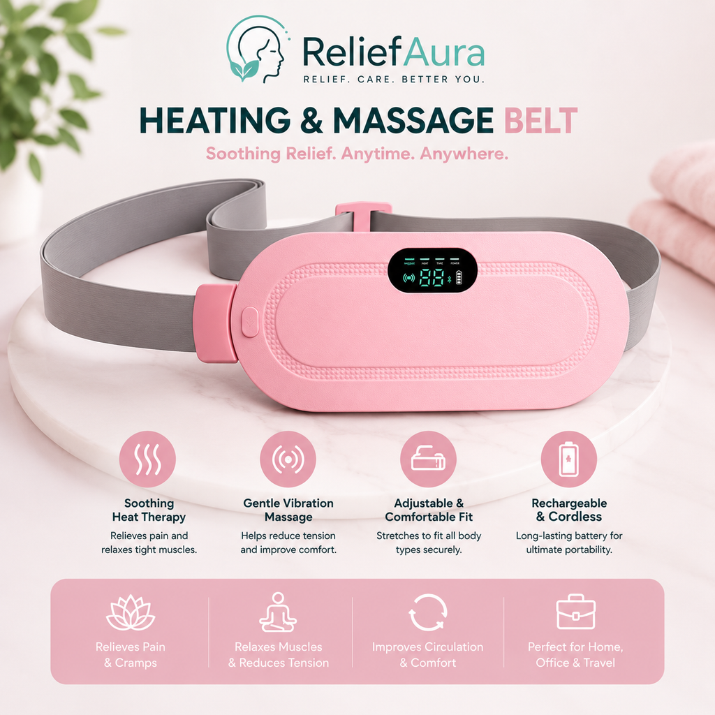 Wireless Period Cramp Massager & Heating Pad Belt for Menstrual Pain Relief