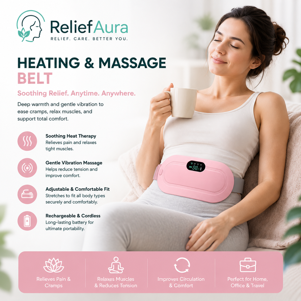 Wireless Period Cramp Massager & Heating Pad Belt for Menstrual Pain Relief