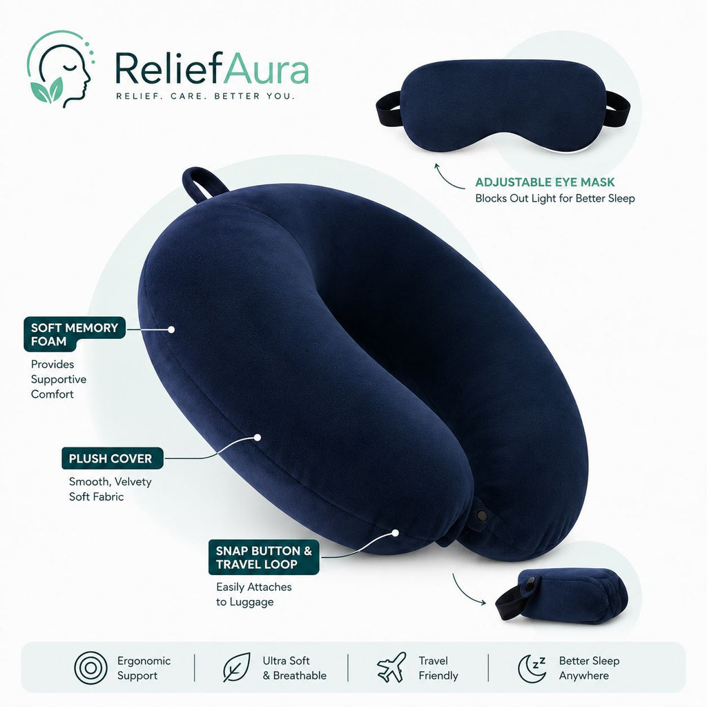 Premium Memory Foam Travel Neck Pillow