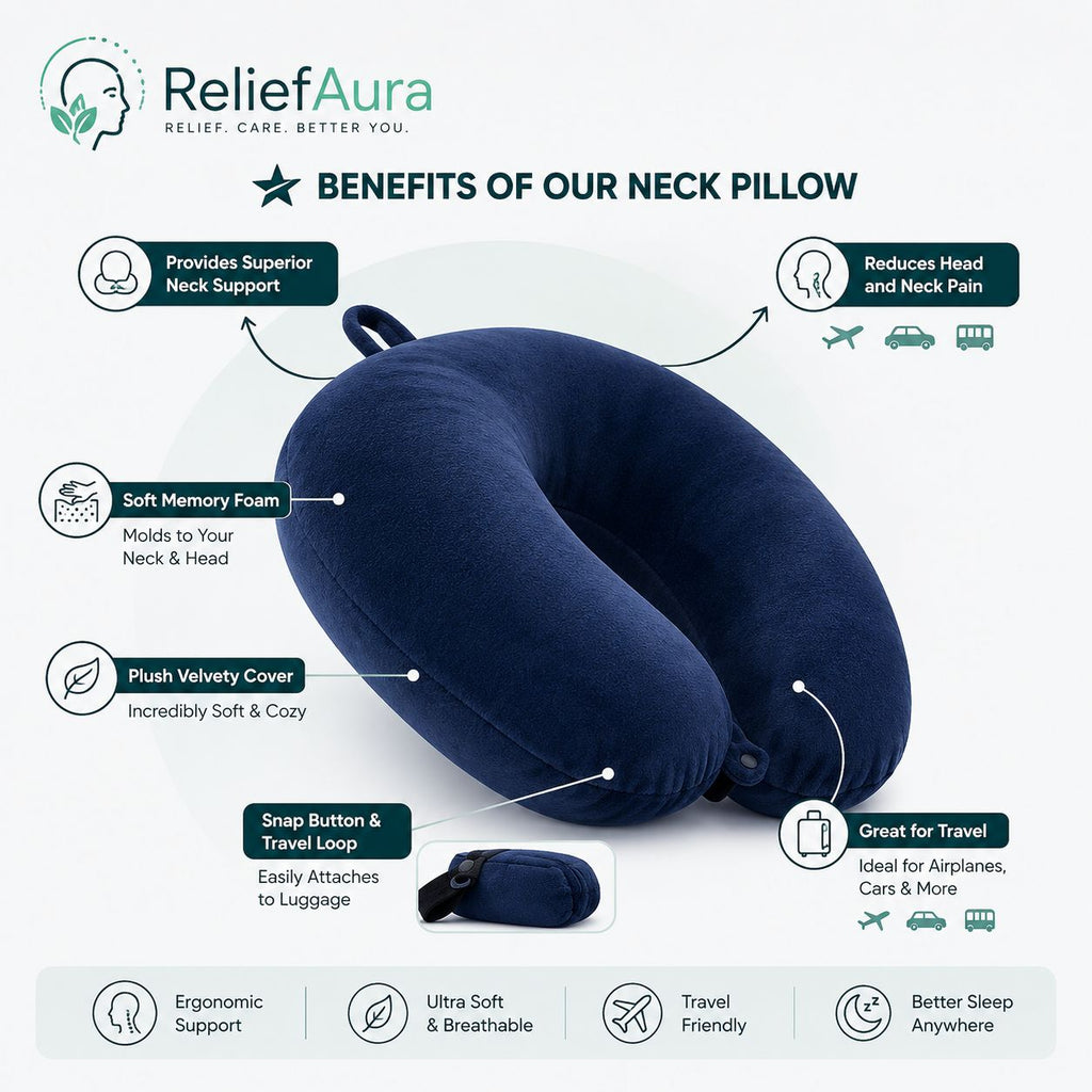 Premium Memory Foam Travel Neck Pillow